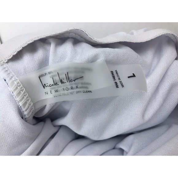 Nicole Miller One Piece Swim Suit Off Shoulders White Blue Size Large - Picture 5 of 5